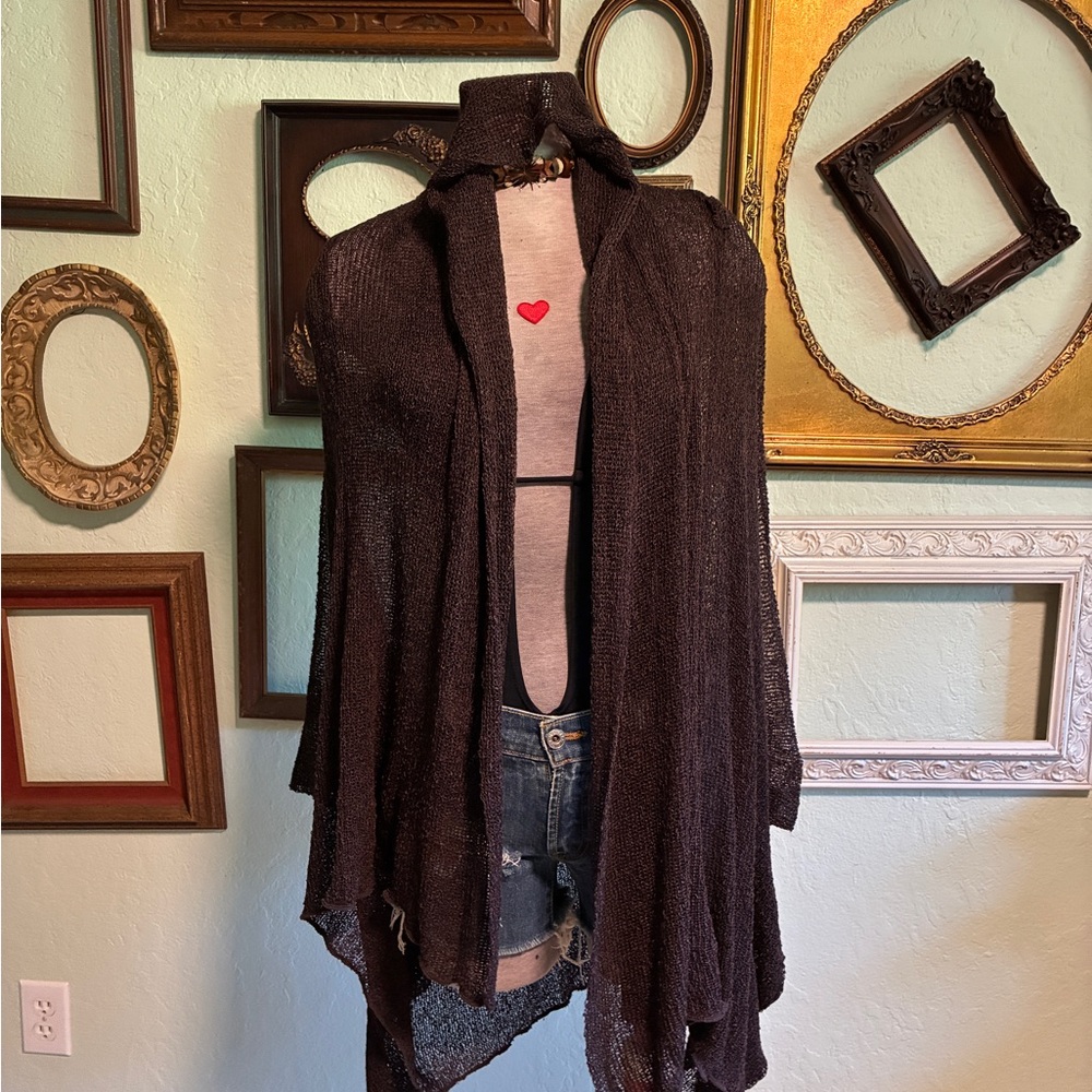 Van Klee Chocolate Open Weave Knit Wrap